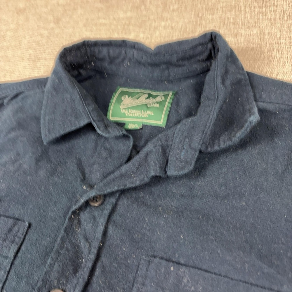 Woolrich Green Label Shirt Mens Medium Blue Flannel Long Sleeve Button Up Casual
